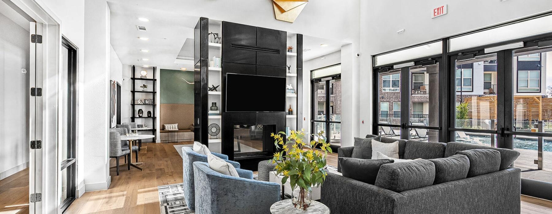 a living room with a couch and a coffee table
